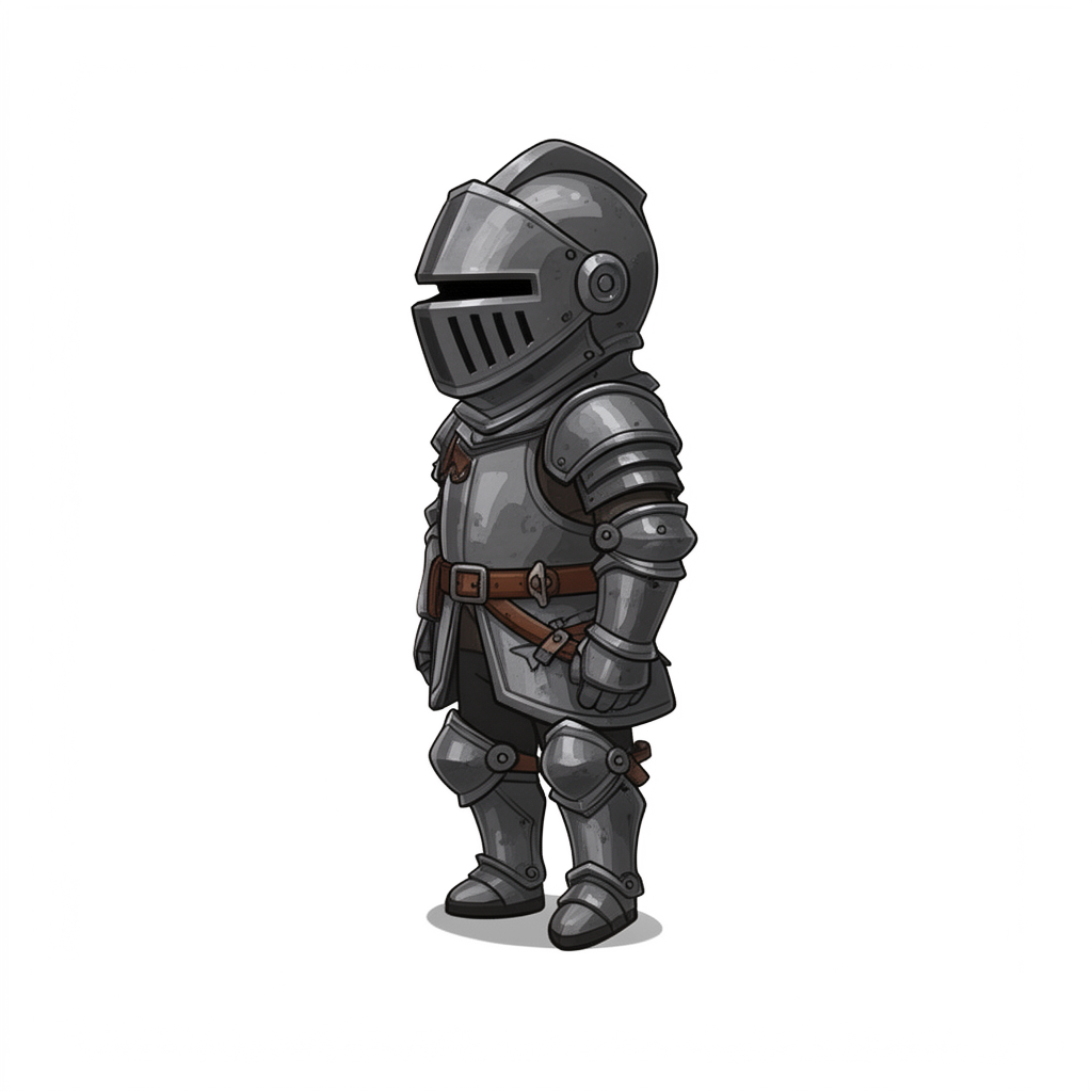 A single armoured knight character — the one still image used as the input
